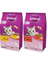 WHISKAS Adult 14kg su vištiena ir daržovėmis + WHISKAS Adult 14kg su jautiena ir daržovėmis