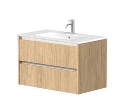 Apatinė spintelė po praustuvu Kamė City, BU/8-3DR/35P1, 2 stalčiai, aliuminio profiliai, 80 cm, šviesus ąžuolas
