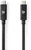 Nedis USB-Kabelis | USB 3.2 Gen 2 | USB-C™ Stecker |USB-C™ Stecker - 100 W | 4K@60Hz | 10Gbps | Vernickelt | 1.00 m | Rund | PVC | Juodas | Box
