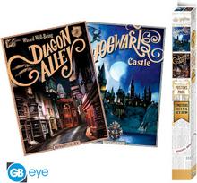 Abysse HARRY POTTER - Set 2 Posters - Retro Hogwarts&Diagon (52x38)