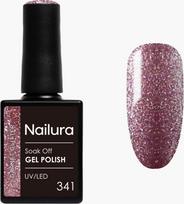 Nailura - Gel Polish 341 Garnet Glitter - Deep Dusty Rose-Purple with Berry Tones - 10 ml