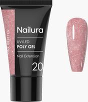 Nailura - Poly Gel 20 - Pink Glitter - 30 ml