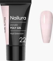 Nailura - Poly Gel 22 - Pearl Glitter - Light, Pearlescent Nude - 30 ml