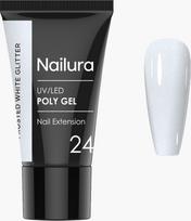 Nailura - Poly Gel 24 - Frosted White Glitter - 30 ml