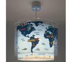 Dalber 40672 - Vaikiškas lubinis šviestuvas WORLD 1xE27/15W/230V, mėlynas