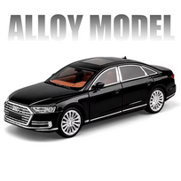 Inercinis metalinis automobilis Audi A8 Black, 1:24, su šviesa ir garsu, veikiantis su baterijomis, Juodas