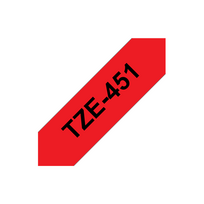 Brother | TZe-451 Laminated Tape | Black On Red | TZe | 8 m | 2.4 cm|TZE451