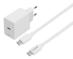 DELTACO USB-C sieninis įkroviklis, 1x USB-C PD 20 W, 1 m USB-C laidas, baltas, USBC-AC146|USBC-AC146