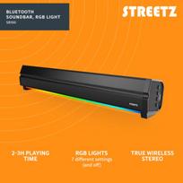 Bluetooth kolonėlė STREETZ, su RGB, micro SD / SB100-BLK / 6612035|SB100-BLK