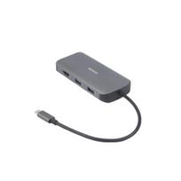 USB-C jungčių stotelė DELTACO, 9in1, 3x USB-A, SD/microSD, RJ45, HDMI, VGA, sidabrinė / USBC-HDMI25 / 1902420|USBC-HDMI25