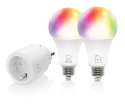 Rinkinys DELTACO Smart Home, išmanusis kištukas ir 2x RGB LED lemputės / SH-KIT01|SH-KIT01