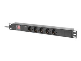 LANBERG PDU 1U 16a 5x Schuko 2m Black|PDU-05F-0200-BK