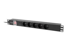 LANBERG PDU 1U 16A 5x french 2m Black|PDU-05E-0200-BK