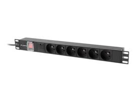 LANBERG PDU 19inch 1U 10A 6x FR 2m|PDU-06E-0200-IEC-BK