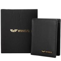 WINGS Prabangus Juodos Natūralios Odos Kortelių Laikiklis su RFID, 8 Skyreliai, Vyrams, 11x9x1cm dovana jam