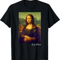 Famous Painting Mona Lisa Art of Leonardo da Vinci Artist T-Shirt S juoda