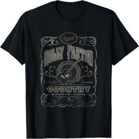 Dolly Parton Classic Fit Whiskey Label T-Shirt - Adult Crew Neck, Short Sleeve, Polyester & Cotton Blend, Black S juoda