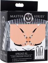 Dirželiai su spaustukais Master Series LaT Labia Labia, juodi