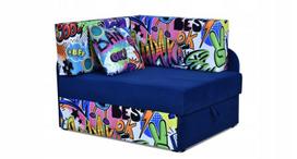 Vaikiška kampinė sofa-lova, tamsiai mėlyna, „Bambino“, transformuojama, vaikiška lova su konteineriu, minkštas čiužinys