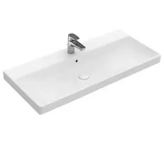 Villeroy & Boch Avento - praustuvas, 100x47 cm, su perpildymo funkcija, su skyle maišytuvui, CeramicPlus, Alpine White 4156A5R1