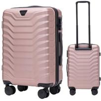 Wings Elegantiškas Kabininis Lagaminas – 38L, 4 Ratai, Rožinis Auksas, Tvirtas ABS, Su Užtrauktuku