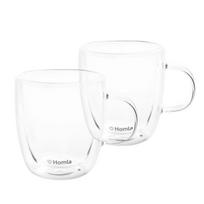 Homla dvigubų sienelių puodelių rinkinys Cembra, skaidrus, 420 ml, 2 dalių