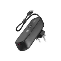 SBS Hybrid PD 20W 5000mAh Power Bank with Built-in Cable and Foldable Plug - Black