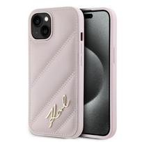 Karl Lagerfeld Diagonal Quilted Script case for iPhone 15 / 14 / 13 - pink