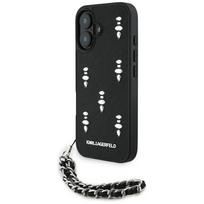 Karl Lagerfeld Saffiano Crystals w/Chain iPhone 16 Case - Black