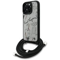 Karl Lagerfeld Crossbody Grained Pattern & Logo Case for iPhone 16 Pro Max - Gray