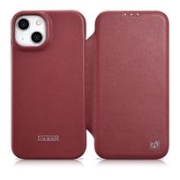 iCarer CE Premium Leather Folio Case iPhone 14 Plus Magnetic Flip Leather Folio Case MagSafe Red