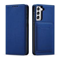 Magnet Card Case Case for Samsung Galaxy S22 + (S22 Plus) Pouch Wallet Card Holder Blue