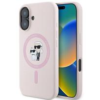 Karl Lagerfeld Silicone Karl&Choupette Heads Ring MagSafe Case for iPhone 16 Plus - Pink