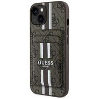 Guess 4G Stripes case with Magsafe wallet for iPhone 15 brown