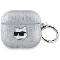 Karl Lagerfeld Monogram Choupette Head case for AirPods 4 - silver
