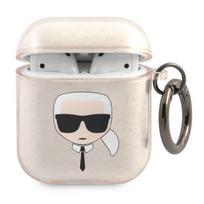 Karl Lagerfeld Glitter Karl's Head Case for AirPods 1/2 - Gold