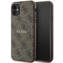 Guess GUHMN61G4GFRW iPhone 11 6.1" / Xr brown/brown hardcase 4G Collection Leather Metal Logo