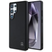 Mercedes Leather Horizontal Debossed Curves MagSafe Case for Samsung Galaxy S25 Ultra - Black