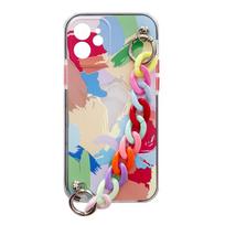 Color Chain Case gel flexible elastic case cover with a chain pendant for Samsung Galaxy A22 4G