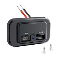 PD QC3.0 Automobilinis įkroviklio lizdas Greitasis įkrovimas 12V/24V Dvigubas USB maitinimo adapterio lizdas LED lemputė Sunkvežimiui Kemperiui Karavanui Aksesuarai Motociklui