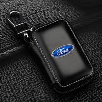 Automobilio raktų pakabukų dėklai Vyriškas raktų laikiklis Natūralios odos Automobilio raktų piniginės Dėklas Ford Focus Mk2 Mk3 Fiesta Ranger Mondeo S-MAX Kuga Mustang ford juoda