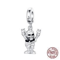 Rock Skull Dangle Charm Copper Guitar Rock Hand Gesture Design Pendant Fit Bangle Bracelet Necklace Diy Jewelry