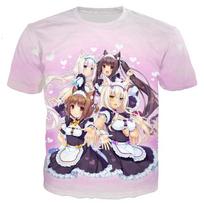 New Cool Men Women Nekopara Chocolate Vanilla 3D Printed Cute Anime Harajuku Style Street Comfortable Casual Short Sleeve T-shirt S rožinė