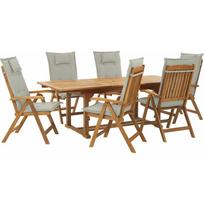 Shumee medinis lauko stalas ir 6 kėdės su pagalvėlėmis beige-grey JAVA | 261787 | 4251682252607