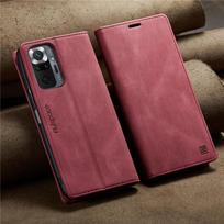 Magnetinis atverčiamas odinis piniginės tipo dėklas telefonui RedMi Note 10 10S 9S 8 9 11S 11 Pro XiaoMi 10T 11T Kortelių laikiklis. Dangtelis Coque Etui RedMi Note 8 Pro raudona