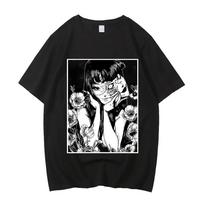 Komiksų marškinėliai Junji Ito Uzumaki Baisus Japonijos Guro mergaitė Linksmas Anime Vyriški marškinėliai Aukštos kokybės medvilnė Geriausiai parduodamas apvaliu kaklu marškinėlis S