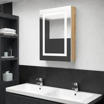 Veidrodinė vonios spintelė su LED, balta ir ąžuolo, 50x13x70cm CFE8479047