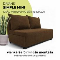 Dvivietis išskleidžiamas sofos Simple Mini, Podrez, rudos spalvos