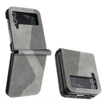Prabangus dėklas Samsung Z Flip 4 5 6 Flip3 5G Odinis šarvuotas galinis dangtelis Samsung Galaxy Z Flip 7 FE dėklui Z Flip 3 5 6 7 Funda Samsung Z Flip 5 pilka spalva