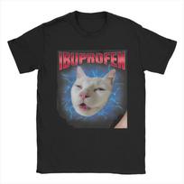 Šauni linksma Ibuprofeno katė Juokingas katės memė T-shirt Paplūdimio madingi T-shirts Vyrai Moterys Medvilninė O-kaklo Papildomo dydžio 5XL Viršūnės Marškinėliai 2XL